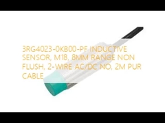 3RG4023-0KB00-PF INDUCTIEVE SENSOR, M18, 8MM BEREIK NIET-VERZONKEN, 2-DRAADS AC/DC NO, 2M PUR KABEL