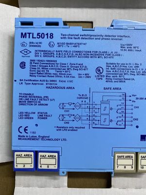 MTL5018 SWITCH/PROXIMITY DETECTOR INTERFACE Twee-kanaal, met lijnfoutdetectie en faseomkering